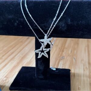 Swarovski Crystal Silver double Starfish Necklace